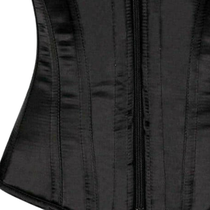 Black Satin <b>Underbust</b> Steel Boned <b>Corset</b> Women Waist Training Shaper Lingerie with Lace Up Back - Product Image 5