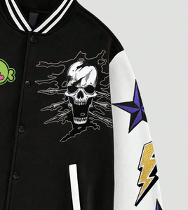 Chaqueta de Béisbol Formal con Capucha, Estilo Patchwork Personalizado de Primera Calidad, Hecha en Fábrica, Manga Regular, Hombros Caídos, de Lana - Product Image 4