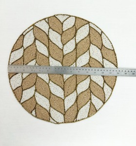 Set de table rond en perles de verre 12x12 pouces, moderne, luxueux, écologique, brodé, pour mariage, fête, dîner - Product Image 3