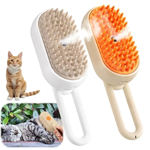 Steam <b>Pet</b> Grooming <b>Brush</b> Comb with Handle and Fur Collector for Cats and Dogs - Product Image 2