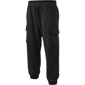 Pantalones Deportivos Unisex de Alta Calidad para Gimnasio, Correr, con Bolsillos Tipo Cargo, Corte Regular, Felpa Francesa Oscura, 100% Algodón - Product Image 3