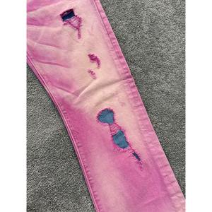 Pantalones Vaqueros de Mezclilla para Hombre, Nuevos, Personalizados, de Alta Calidad, con Parches, Lavado Enzimático, Desgastados, Rectos - Product Image 3