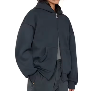 Sudadera con capucha con cremallera personalizada unisex estilo informal patrón sólido 100% hilo de algodón teñido Impresión digital temporada de invierno diseño de hombre lavado - Product Image 1