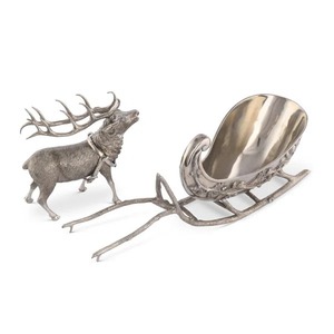 Cuenco Decorativo de Latón Plateado con Diseño de Reno, Centro de Mesa Festivo de Lujo para Decoración del Hogar y Fiestas Navideñas de la India - Product Image 3