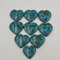 Pierre précieuse turquoise en cuivre bleu naturel de haute qualité personnalisable, forme de cœur lisse, bijoux DIY avec taille personnalisée