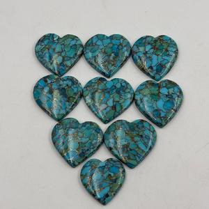 Pierre précieuse turquoise en cuivre bleu naturel de haute qualité personnalisable, forme de cœur lisse, bijoux DIY avec taille personnalisée - Product Image 2