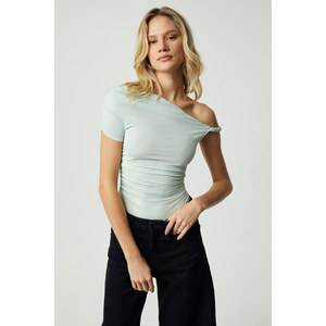 GRIMELANGE BURENTY Blouse asymétrique à manches courtes et col asymétrique pour femme - Product Image 1