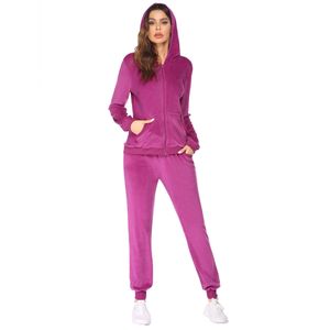 <b>Velour</b> High Quality 100% Cotton Tech Fleece Women's <b>Tracksuit</b> Plain Oversized Two-Piece Hoodie Set for Ladies - Product Image 5