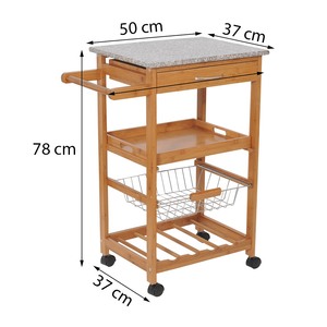 KIBamboo KIB007 Modern Design <b>Oak</b> Mobile Kitchen Shelf with Wheels Measures 37x50x78cm - Product Image 5