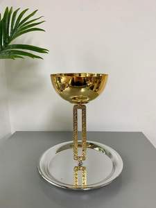 Lujo Metal 100% alimentos seguros para ensaladas cuencos nueces cuencos bandeja hecha a mano nueva llegada Servidor de condimentos para fiestas pulido sostenible - Product Image 3