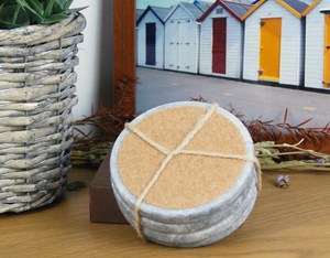 Juego de 4 posavasos redondos de mármol gris del Himalaya, grandes, flameados e impermeables, de 10 cm (4 pulgadas), para villas y apartamentos - Product Image 4