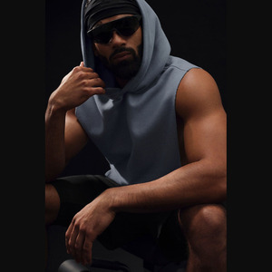 wholesale fully customized Men's Workout Hooded Tank Tops <b>Sleeveless</b> Gym <b>Hoodies</b> Bodybuilding Muscle Shirts - Product Image 5