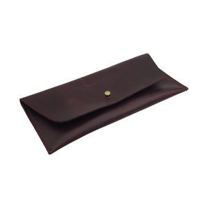 Good Quality Genuine Brown Leather <b>Cash</b> <b>Envelope</b> Wallet | Retro Clutch Bag for Men & Women | Travel Money Organizer | Best Price - Product Image 1