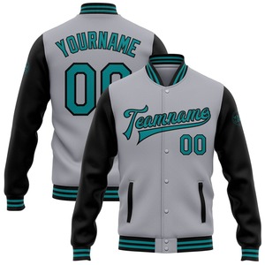 Vente en gros dans l'industrie directe Bomber décontracté hiver personnalisé gris sarcelle-noir veste bicolore Varsity Letterman - Product Image 1