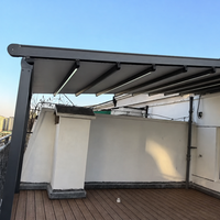 Pergola pliante en PVC imperméable avec télécommande, structure en aluminium, auvent de jardin extérieur, style minimaliste nordique
