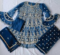 Desainer Busana Pakistan, Setelan Salwar Sutra Tiga Potong Tradisional untuk Wanita, Pakaian Pesta, Ukuran Sesuai Pesanan, Multi Warna, Dewasa