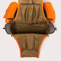 Respirant Upland Strap Vest Dark Tan Blaze Orange Poids moyen Sac de jeu de haute qualité Gilet Poches pleine hauteur Sac de jeu arrière doublé