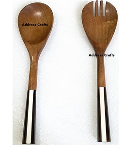 Utensilios de madera de mango de calidad superior, Juego de 2 Uds., utensilios de cocina, juego de utensilios de cocina de madera, cuchara y tenedor hechos a mano en la India - Product Image 5