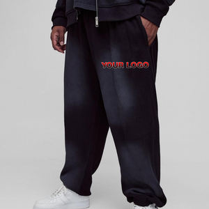 Streetwear personnalisé 100% coton tissu gaufré surdimensionné Baggy Sunafde pantalons de survêtement lavés respirant Hip Hop pantalon de survêtement - Product Image 1