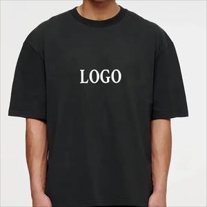 Camiseta extragrande de algodón 100% para hombre, logotipo OEM personalizado, hombro caído, ajuste cuadrado, estilo de diseñador de peso pesado con diseño en blanco - Product Image 1