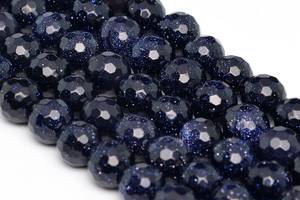 Cuentas redondas de corte de fútbol de piedra solar azul natural y lote de piedras preciosas de 8 mm para hebra de fabricación de joyas - Product Image 3