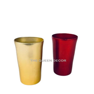 Ensembles de forme ronde en métal de cuivre les plus vendus de 2 gobelets en verre à texture martelée en vente chaude - Product Image 4