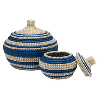 Ensemble de 2 boîtes en herbe de mer avec couvercle, boîte de rangement artisanale, écologique, naturelle, décoration intérieure et extérieure, vente en gros du Vietnam