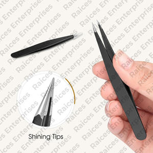 Pinzas de cejas de acero inoxidable con punta inclinada de 45 grados de alta calidad profesional, herramientas de maquillaje para extensiones de cabello, herramientas de belleza - Product Image 5