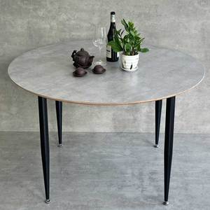BA68165 120cm Round Dining <b>Table</b> Set Solid <b>Wood</b> Plywood with Tapered Iron Legs Resin <b>Table</b> <b>Top</b> for Hotels - Product Image 3