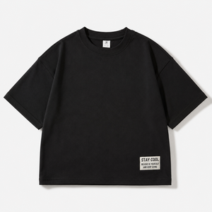 Ensemble décontracté pour enfants : T-shirt en coton à épaules tombantes et manches courtes, tricoté, pour garçon, avec short à taille élastique – Tenue d'été - Product Image 3