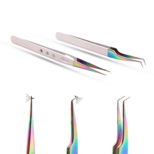 Wholesale Stainless Steel Eyelash Extension Tweezers Easy to Use Light Weight High Precision for <b>Makeup</b> Beauty Tool - Product Image 3
