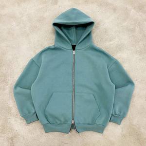 Vente en gros Sweats à capuche épais 100% coton 6XL pour hommes, avec logo personnalisé, fermeture éclair à l'épaule thermique délavé à l'acide, polaire de haute qualité - Product Image 3