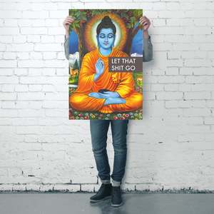 Black Frame Buddha <b>Poster</b> 'Let That Shit Go' Canvas Wall Art - Product Image 3