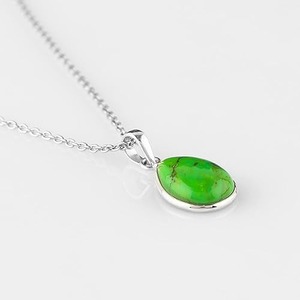 925 argent Sterling vert Turquoise poire forme à la main pierre précieuse pendentif parfait cadeau de mariage pour l'amour avec 925 timbre bijoux - Product Image 2