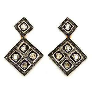Boucles d'oreilles en diamant en rhodium noir pour femmes, bijoux élégants, cadeau - Product Image 2