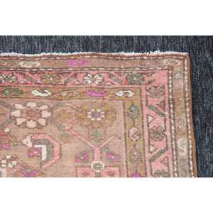 Alfombra de 3.4x9.3 pies, Alfombra Turca Vintage, Alfombra Geométrica Marrón - Product Image 5