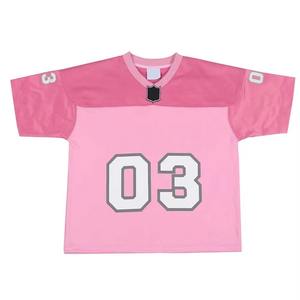 Camiseta de fútbol americano personalizada con cuello en V, ropa de calle de gran tamaño, ropa de práctica impresa, longitud de manga corta - Product Image 2