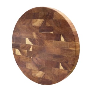 Planche à découper ronde en bois d'acacia à grain traversant, planche de boucher en bois pour couper la viande, planche à hacher en bois, planche de service - Product Image 2