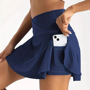 Rok olahraga Golf wanita, Rok Golf Tenis dengan saku pinggang tinggi Crossover lipit - Product Image 2