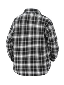 Crown Gate International <b>Men's</b> Black <b>White</b> Solid Flannel <b>Shirt</b> <b>Long</b> <b>Sleeve</b> Casual V-neck Summer Wear 100% Polyester Front Logo - Product Image 3