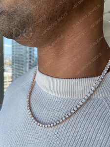 Collar de tenis de diamante CVD de 40 quilates para hombre, oro blanco con cadena de eslabones de lujo, collar de oro sólido de moda - Product Image 5