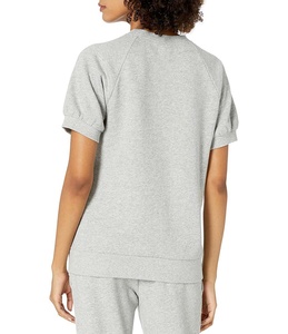 Conjunto de sudadera y Jogger de manga corta para mujer personalizado, ropa de salón gris claro, conjunto de dos piezas con logotipo OEM disponible - Product Image 2
