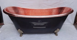 Baignoire de pied à griffes en cuivre massif faite à la main Baignoire en cuivre antique autoportante pour usage adulte Fonction de trempage Hôtels Salles de bain - Product Image 3