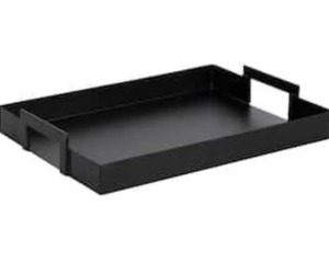 Plateau de service rectangulaire en métal noir de qualité industrielle, design admirable VISHAL HANDICRAFT, avec poignées, revêtement en poudre. - Product Image 5