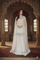 Salwar Kameez de fête pour femmes, Inde et Pakistan, en matériaux recyclés, en Faux Georgette épais, avec broderie et travail de pierres véritables, longueur genou