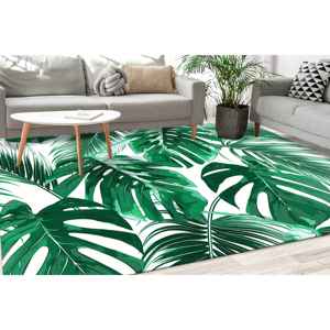 Tapis d'intérieur à motif de feuilles tropicales, tapis à motif de monstera et de palmier, tapis de sol botanique vert, tapis en chenille - Product Image 3