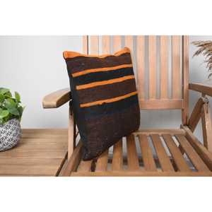 Brown Wool Kilim Patchwork Pillow 16x16 Inch Luxury Rustic Design <b>Vintage</b> Fluffy Printed Floral Patterns Woven Silk for <b>Bedding</b> - Product Image 2