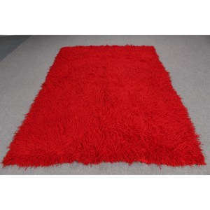 5.2x7 ft Vintage Area Rug, <b>Red</b> Gray Turkish Floral <b>Wool</b> Rug - Product Image 1