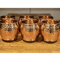 Ensemble de tasses à Moscow Mule en cuivre de qualité supérieure, vente en gros, verres à eau en cuivre pur martelé avec couvercle, écologiques, emballage personnalisé