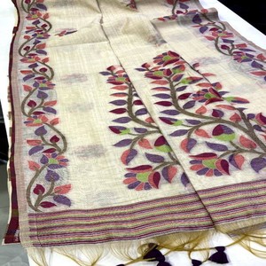 Sari VASTRA COTTAGE de Algodón Muga Suave Premium con Tejido Floral Multicolor Vibrante, Borde Elegante, Prenda Tradicional de Lujo - Product Image 3